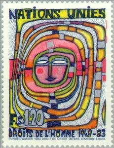 Stamp, Human Rights, UNO Geneva,  , Human Rights, Paintings, Anniversaries and Jubilees