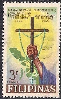 Stamp, Legaspi-Urdaneta Monument & Map of Philippines, Philippines,  , Religion, Hands