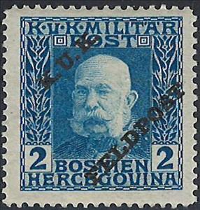 Stamp, Overprint on Bosnia military stamp, Austria,  