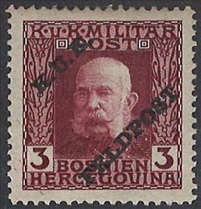 Stamp, Overprint on Bosnia military stamp, Austria,  