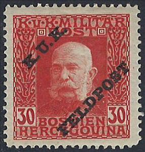 Stamp, Overprint on Bosnia military stamp, Austria,  