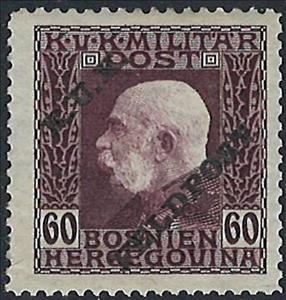 Stamp, Overprint on Bosnia military stamp, Austria,  