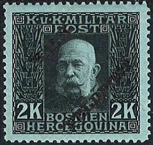 Stamp, Overprint on Bosnia military stamp, Austria,  