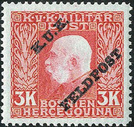 Overprint on Bosnia military stamp