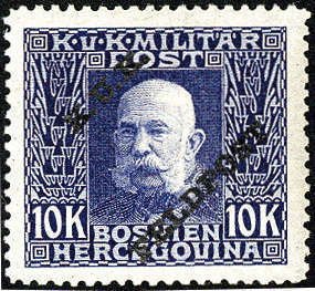 Stamp, Overprint on Bosnia military stamp, Austria,  