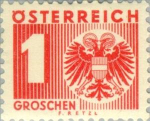 Stamp, Digit & coat of arms, Austria,  , Heraldic Animals, Coats of Arms, Numbers
