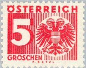 Stamp, Digit & coat of arms, Austria,  , Heraldic Animals, Coats of Arms, Numbers