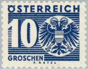 Stamp, Digit & coat of arms, Austria,  , Heraldic Animals, Coats of Arms, Numbers