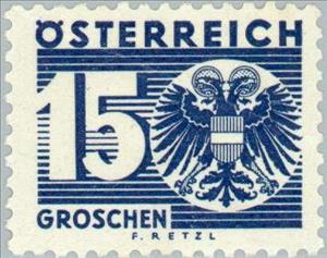 Stamp, Digit & coat of arms, Austria,  , Heraldic Animals, Coats of Arms, Numbers