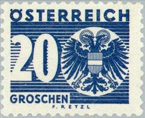 Stamp, Digit & coat of arms, Austria,  , Heraldic Animals, Coats of Arms, Numbers