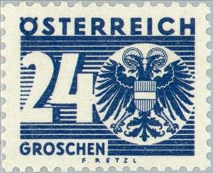 Stamp, Digit & coat of arms, Austria,  , Heraldic Animals, Coats of Arms, Numbers