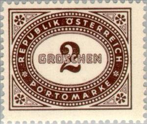 Stamp, Digit in oval frame, Austria,  , Numbers
