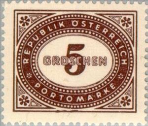 Stamp, Digit in oval frame, Austria,  , Numbers