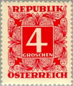 Stamp, Digit in square frame, Austria,  , Numbers
