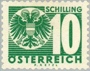 Stamp, Digit & coat of arms, Austria,  , Heraldic Animals, Coats of Arms, Numbers