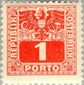 Stamp, Coat of arms & digit, Austria,  , Heraldic Animals, Numbers