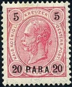 Stamp, "PARA" on emperor Franz Joseph, Austria,  