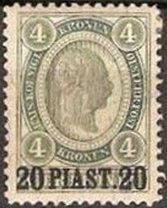 Stamp, "PIASTER" on emperor Franz Joseph, Austria,  