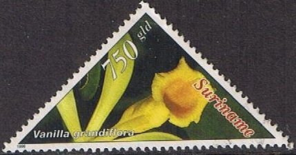 Stamp, Vanilla Grandiflora, Suriname,  , Orchids, Plants (Flora), Triangle Stamps
