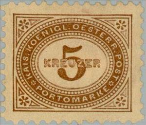 Stamp, Digit in oval frame, Austria,  , Numbers