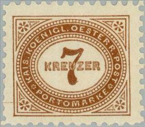 Stamp, Digit in oval frame, Austria,  , Numbers