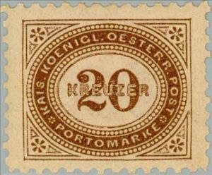 Stamp, Digit in oval frame, Austria,  , Numbers