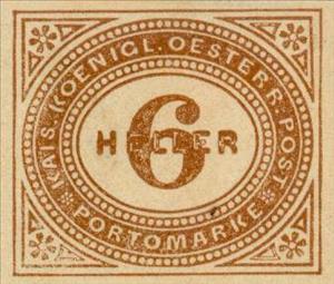 Stamp, Digit in oval frame, Austria,  , Numbers