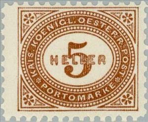 Stamp, Digit in oval frame, Austria,  , Numbers