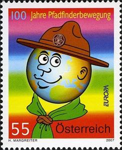 Stamp, Europa 2007 - Scouting, Austria,  , Scouting, C.E.P.T., Globes