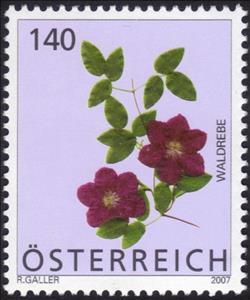 Stamp, Clematis (Clematis sp.), Austria,  , Flowers, Plants (Flora)