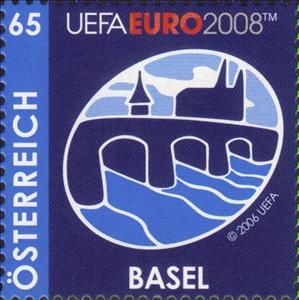 Stamp, Basel, Austria,  , Sport, Bridges, Football (Soccer), Churches - Cathedrals - Basilicas - Chapels