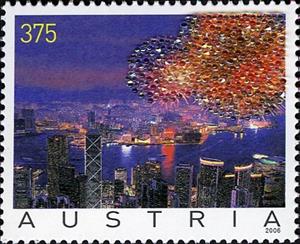 Stamp, Fireworks, Austria,  , Firework, Townscapes / City Views