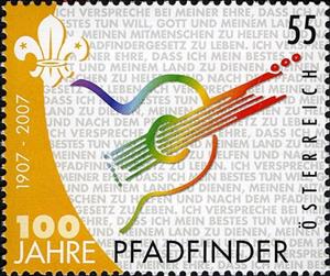 Stamp, 100 Years of Scouting, Austria,  , Musical Instruments, Scouting