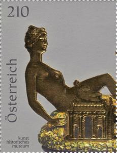 Stamp, Saliera (KHM), left, Austria,  , Art, Golden Objects