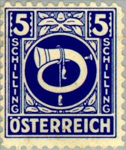Stamp, Posthorn, Austria,  , Post Horns