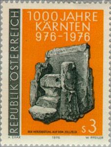 Stamp, Duke's chair on the Zollfeld, Austria,  , Archaeology