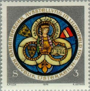 Stamp, Duke Heinrich II, painted window, Klosterneuburg Abbey, Austria,  , Stained-glass, Expositions, Coats of Arms
