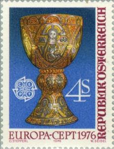 Stamp, Tassilo Chalice, Kremsmünster Abbey, Austria,  , Postal Unions, C.E.P.T., Art, Golden Objects, Crafts