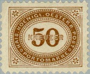 Stamp, Digit in oval frame, Austria,  , Numbers
