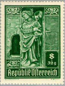 Stamp, St. Stephan (giant gate), 15th Cty., Austria,  , Sculptures, Saints, Statues, Churches - Cathedrals - Basilicas - Chapels