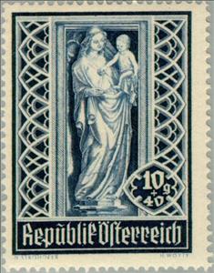 Stamp, Servant's Madonna, Barbara Chapel in the cathedral, Austria,  , Sculptures, Religion, Statues, Churches - Cathedrals - Basilicas - Chapels