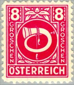 Stamp, Posthorn, Austria,  , Post Horns