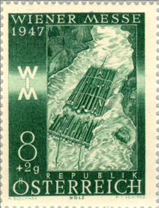 Stamp, Wood raft on the Salza river, Austria,  , Forestry, Rafting, Rivers