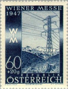 Stamp, High-voltage power line in Präbichl, Austria,  , Industry, Energy