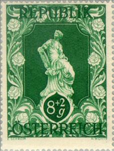 Stamp, Fountain figure "Providentia" by Raphael Donner, Austria,  , Sculptures, Expositions, Fountains, Statues