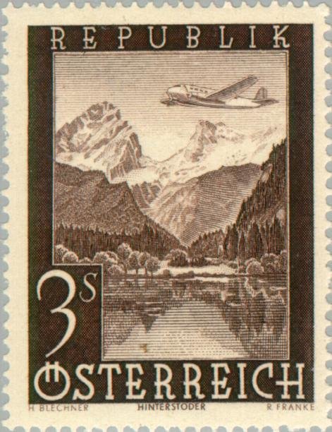 Airplane over Schiederweiher near Hinterstoder (U. Austria)