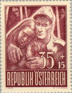 Stamp, Returning home to the family, Austria,  , Families