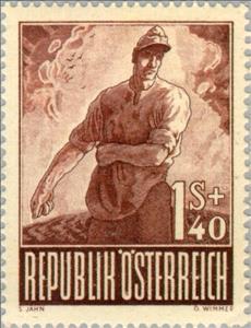 Stamp, Prisoner returned home sowing, Austria,  , Agriculture