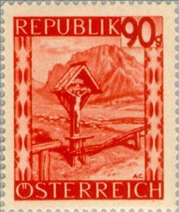 Stamp, Wayside cross near Tragöss (Steiermark), Austria,  , Landscapes, Religion