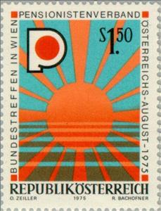Stamp, Sun, badge of the association, Austria,  , Sun, Old Age